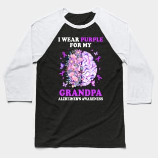 I Wear Purple For My Grandpa Alzheimer's Awareness Brain Baseball T-Shirt